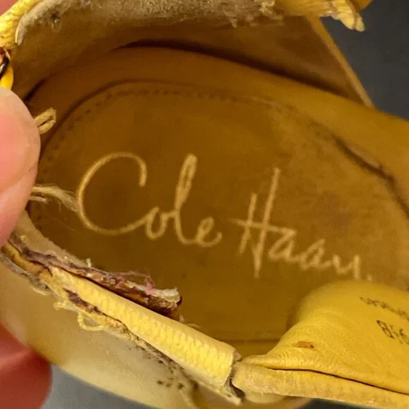 Cole Haan Mustard Yellow Leather Nike Air Wedge Sandals-Size 9.5 - Picture 3 of 10